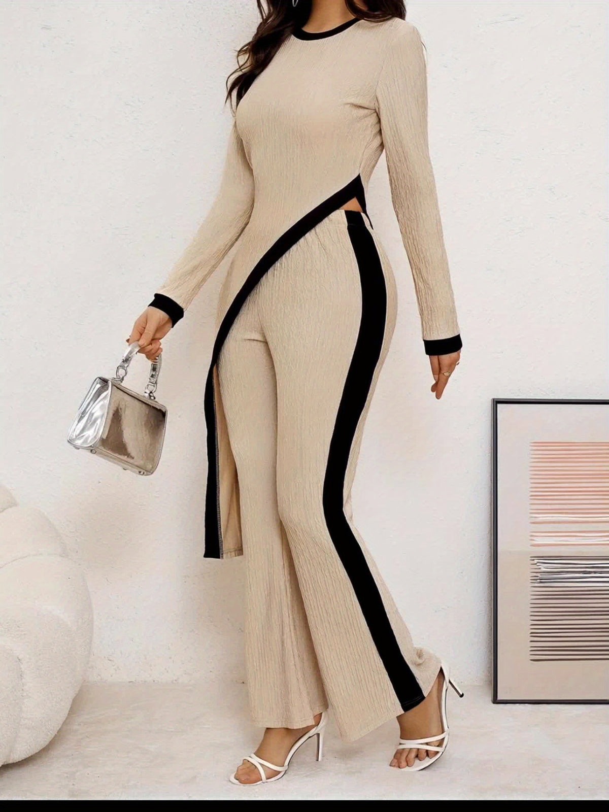 Women's Set • Asymmetrical Hem T-Shirt and Flared Pants