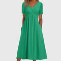 Noelia | Wrap V-Neck Midi Dress with Tummy Control for Women