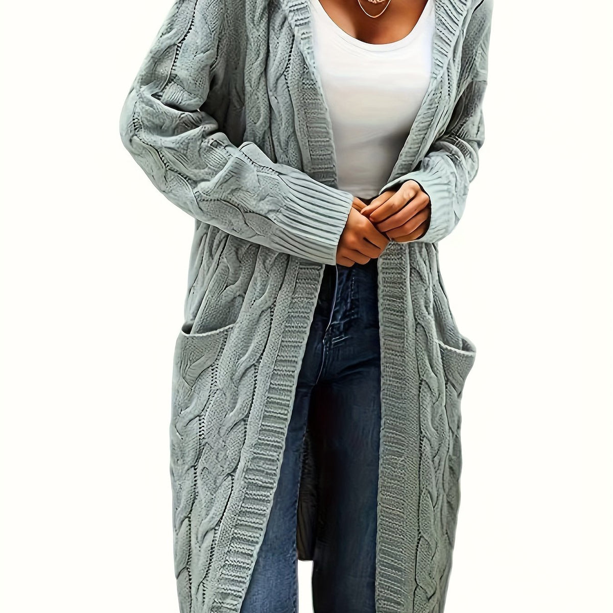 Collarless Sweater Cardigan