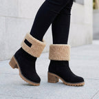 Effi | Fleece Lined Block Heel Ankle Boots with Lug Sole for Women