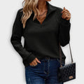 Elisa | Ribbed Knit Half-Zip Sweater with V-Neck for Women