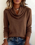 Emerald | Ribbed Knit Cowl Neck Sweater for Women