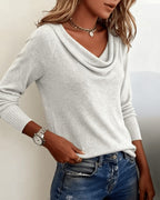 Emerald | Ribbed Knit Cowl Neck Sweater for Women