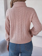 Endellion | Cable Knit Turtleneck Sweater with Long Sleeves for Women