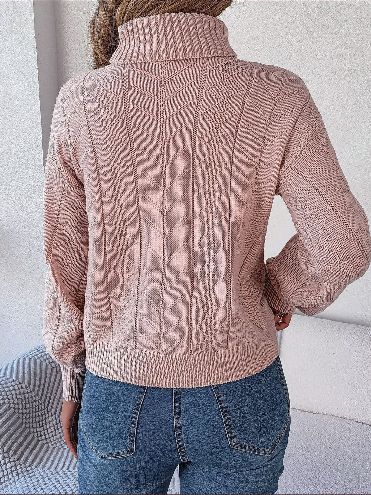 Endellion | Cable Knit Turtleneck Sweater with Long Sleeves for Women