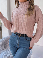 Endellion | Cable Knit Turtleneck Sweater with Long Sleeves for Women