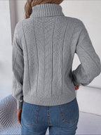 Endellion | Cable Knit Turtleneck Sweater with Long Sleeves for Women