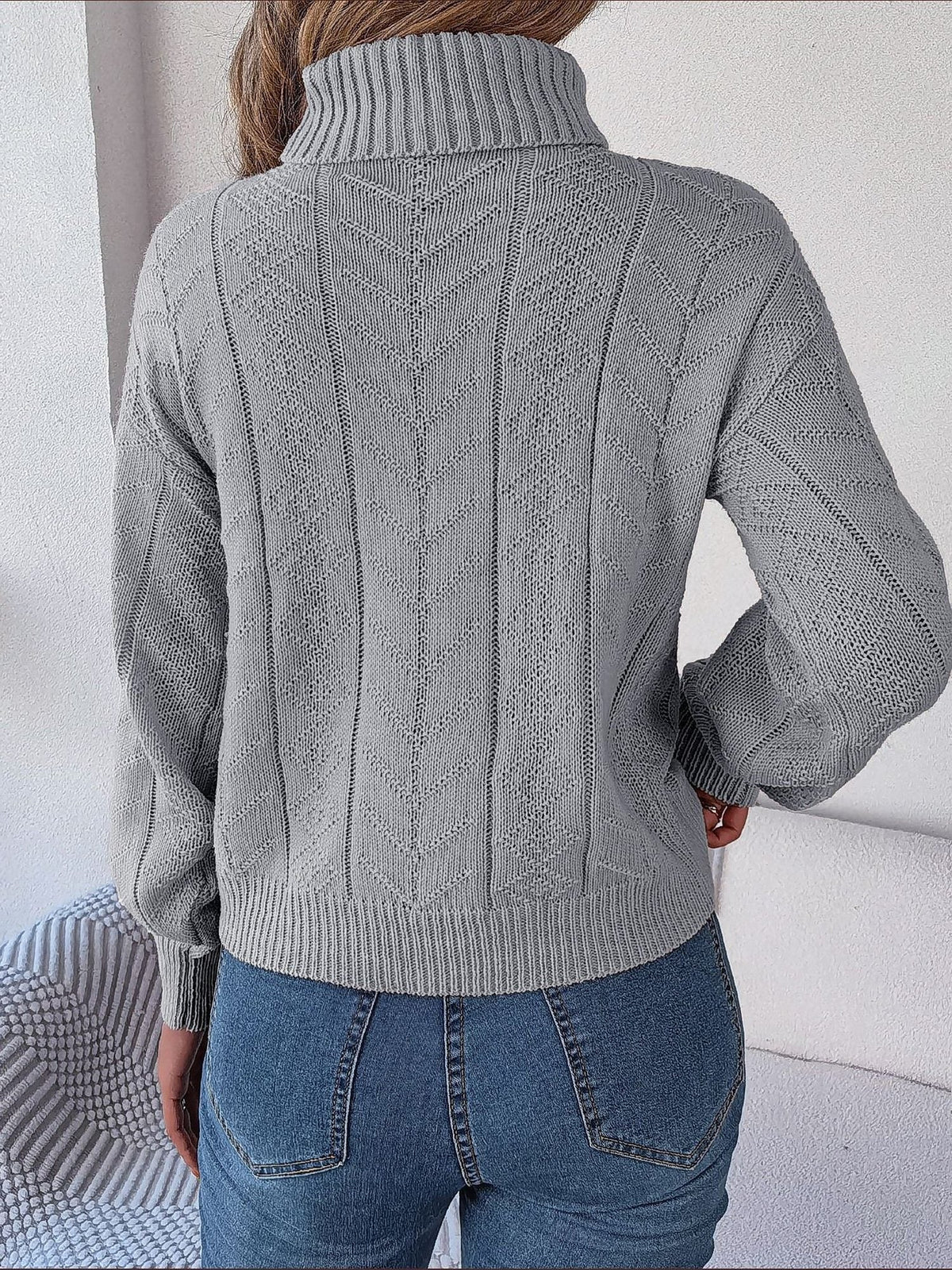 Endellion | Cable Knit Turtleneck Sweater with Long Sleeves for Women