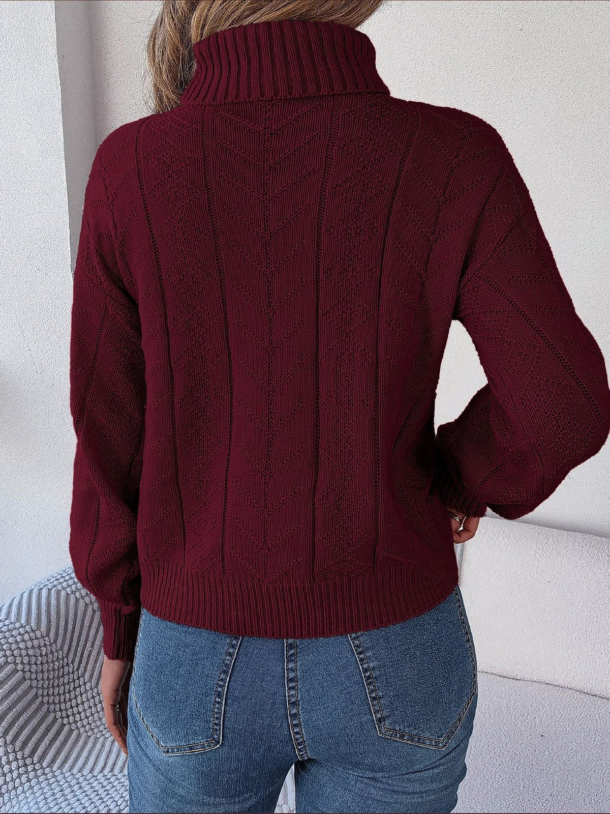 Endellion | Cable Knit Turtleneck Sweater with Long Sleeves for Women