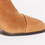 Esmeralda | Suede Block Heel Ankle Boots with Leopard Toe for Women