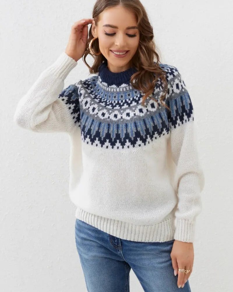 Estrella | Fair Isle Sweater with Crew Neck for Women