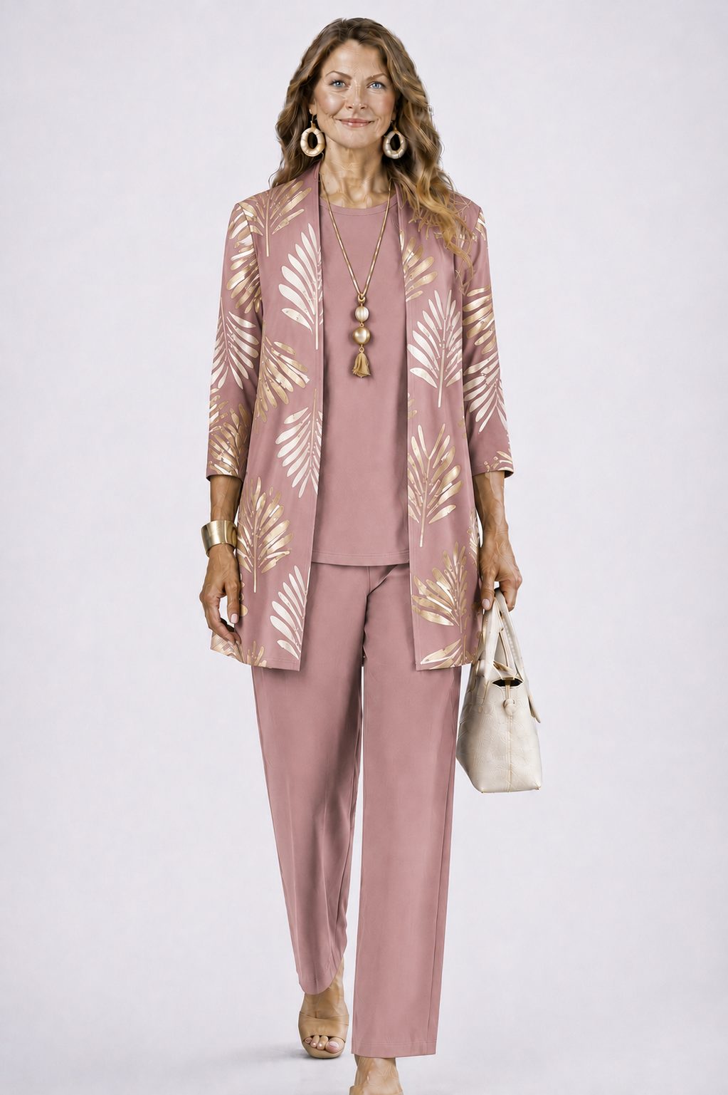 Evelyn | Floral Longline Cardigan Three-Piece Set for Women