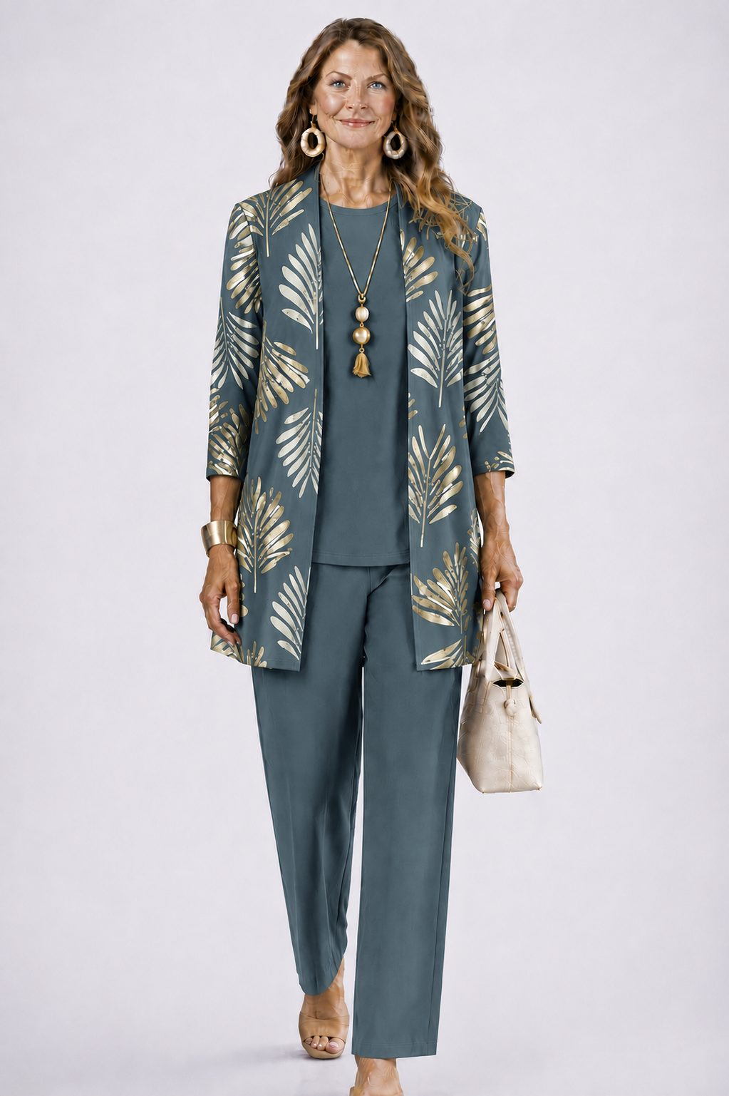 Evelyn | Floral Longline Cardigan Three-Piece Set for Women