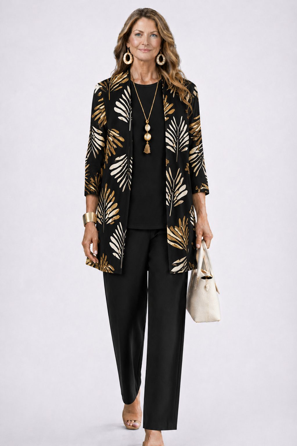 Evelyn | Floral Longline Cardigan Three-Piece Set for Women