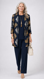 Evelyn | Floral Longline Cardigan Three-Piece Set for Women
