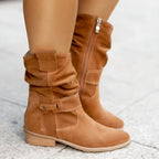 Ewa | Slouchy Block Heel Mid-Calf Boots for Women