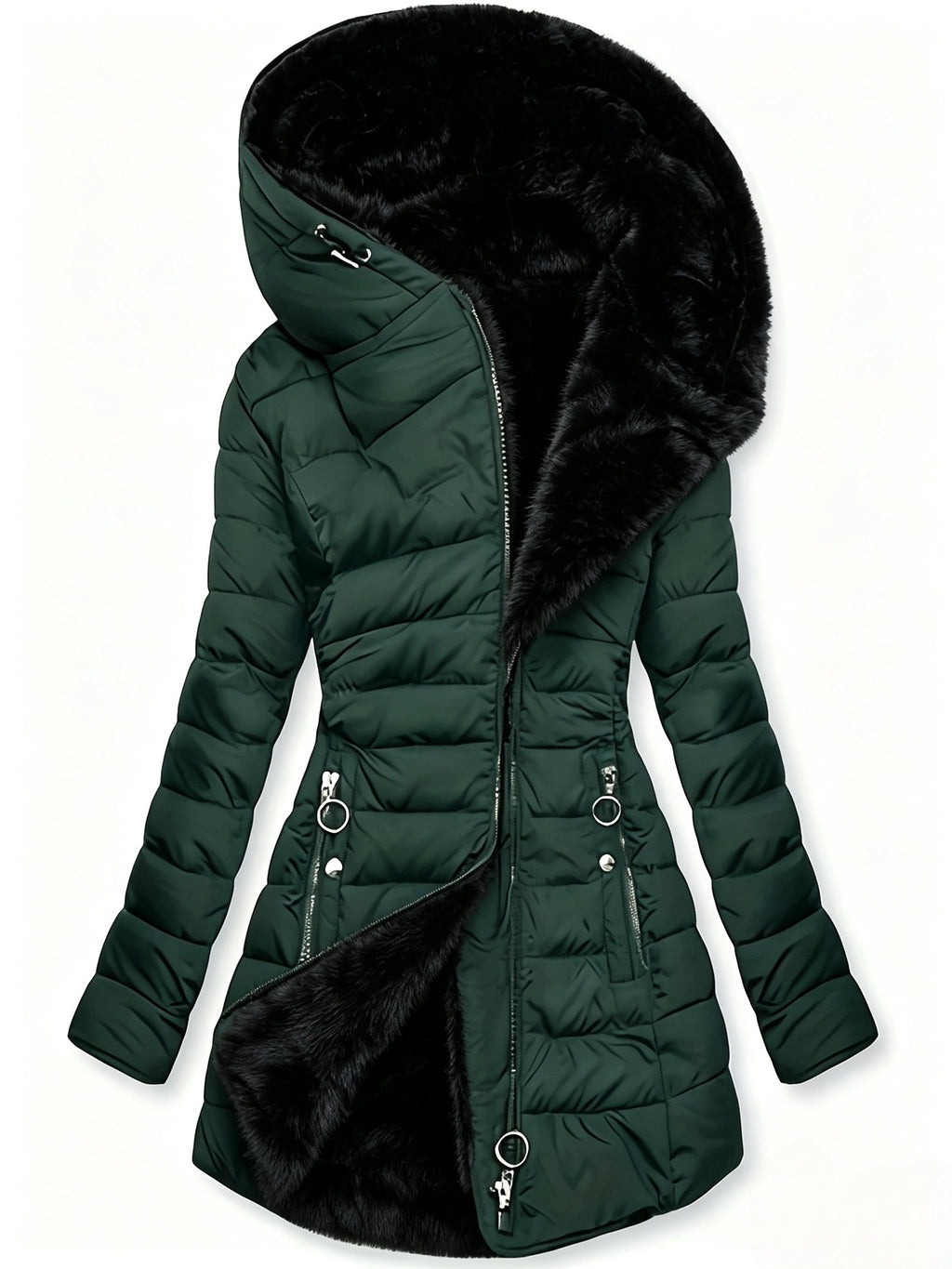 Women's Hooded Coat, Winter New Mid-Length Fleece-Lined Warm Loose, Selected Premium Fabric, Lightweight Warm Fashion Design, Contouring Fit, Suitable for Various Occasions, Whether Urban Commute Or Outdoor Leisure, Showcasing Your Unique Charm