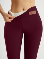 Solid color casual warm and thickened sports long leg pants, casual high waisted elastic slim fit leggings, Women's yoga sportswear