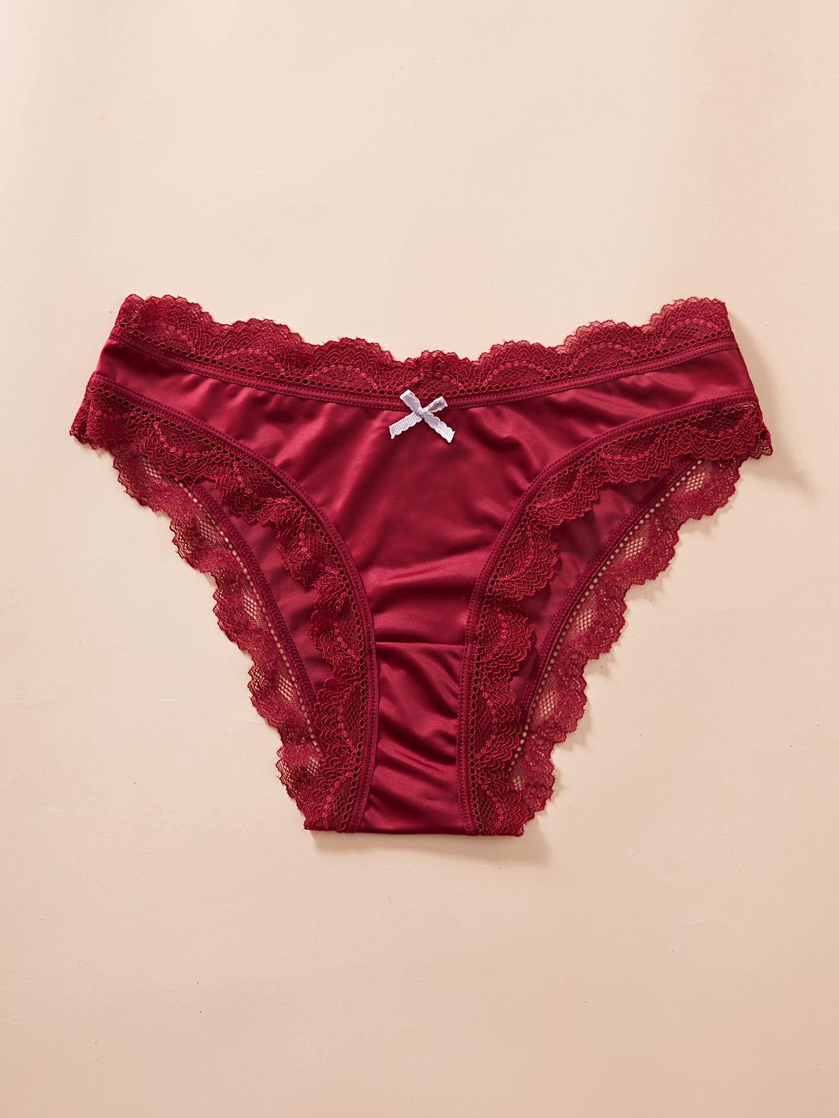[Lace Trim Briefs] Women's Plus Size Slip-Through Patchwork Lace Trim Elegant Sexy Close-Fitting Comfortable Soft Briefs