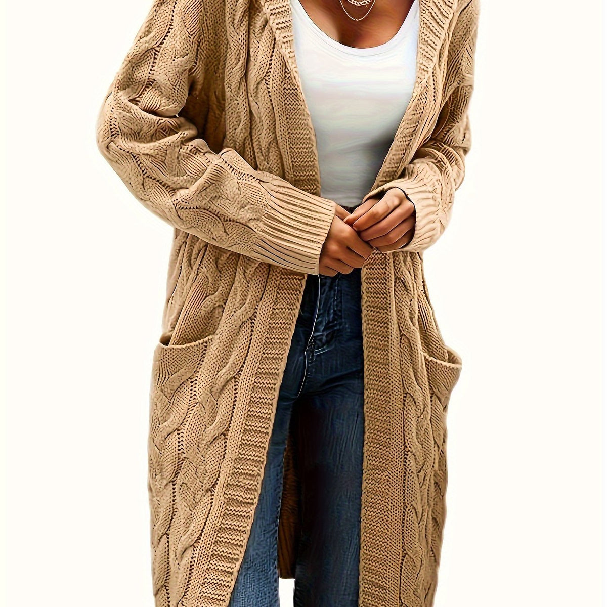 Collarless Sweater Cardigan