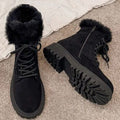 Fleurette | Snow Boots with Faux Fur Collar and Lace-Up for Women
