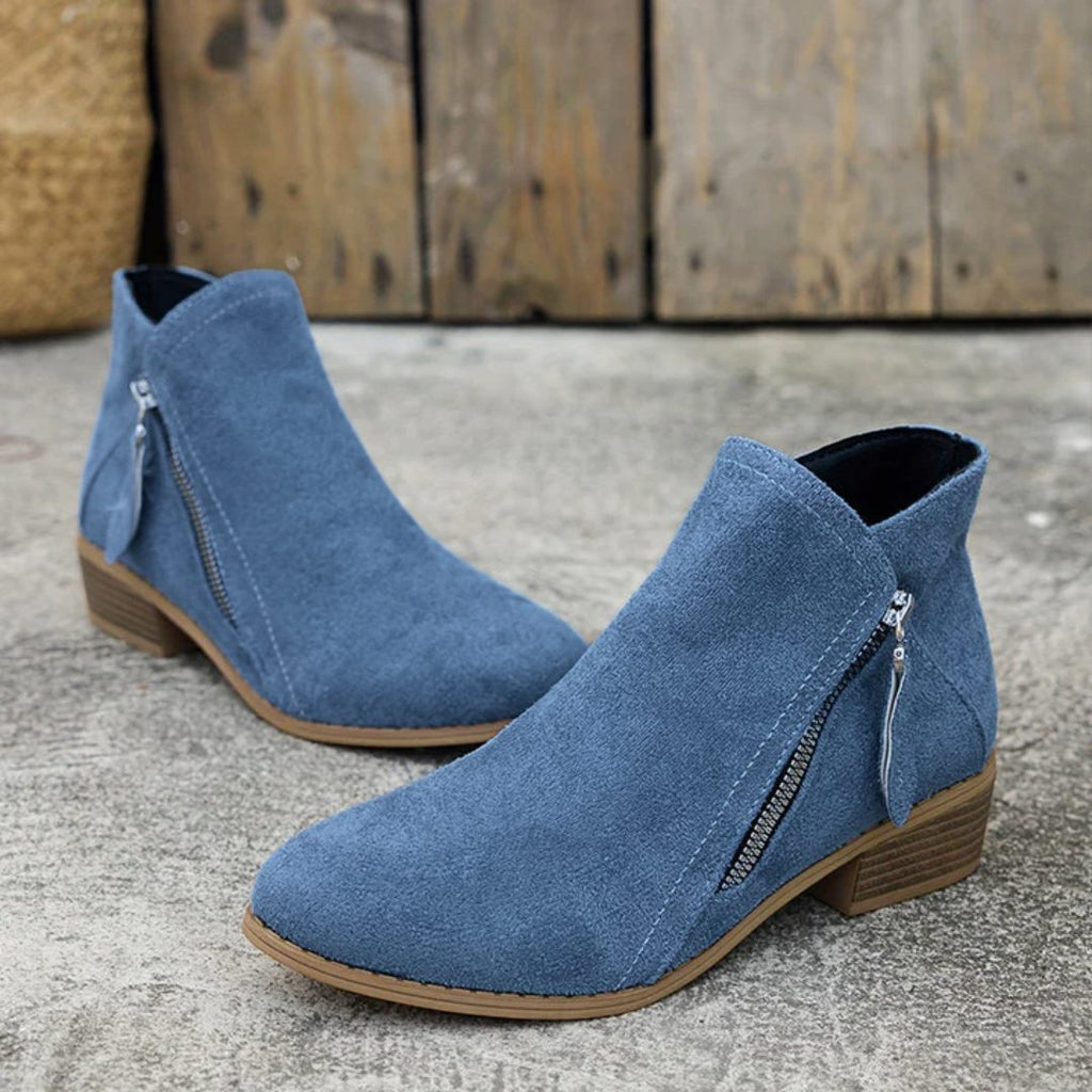 Forsythia | Block Heel Ankle Boots with Zip for Women