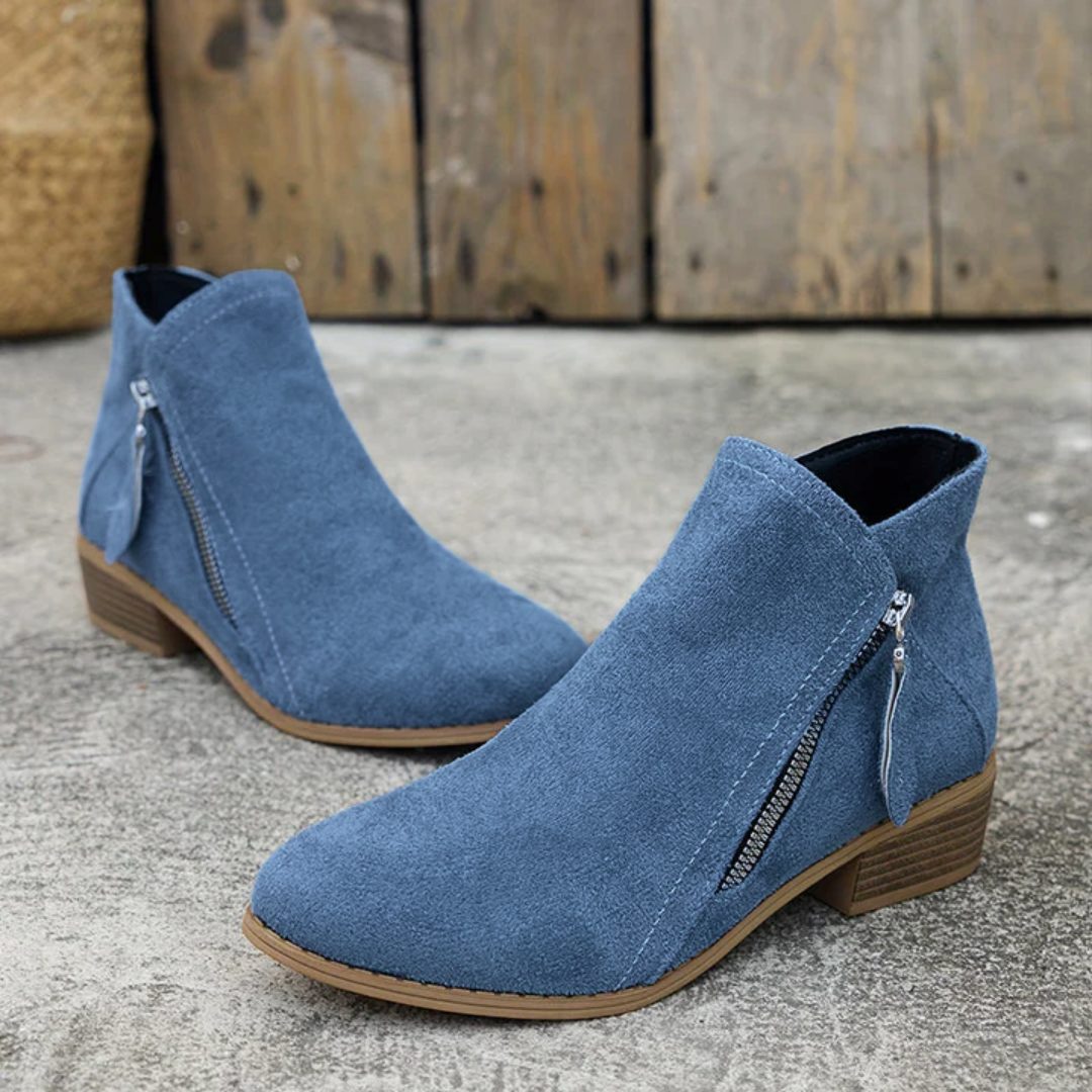 Forsythia | Block Heel Ankle Boots with Zip for Women