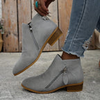 Forsythia | Block Heel Ankle Boots with Zip for Women