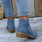 Forsythia | Block Heel Ankle Boots with Zip for Women