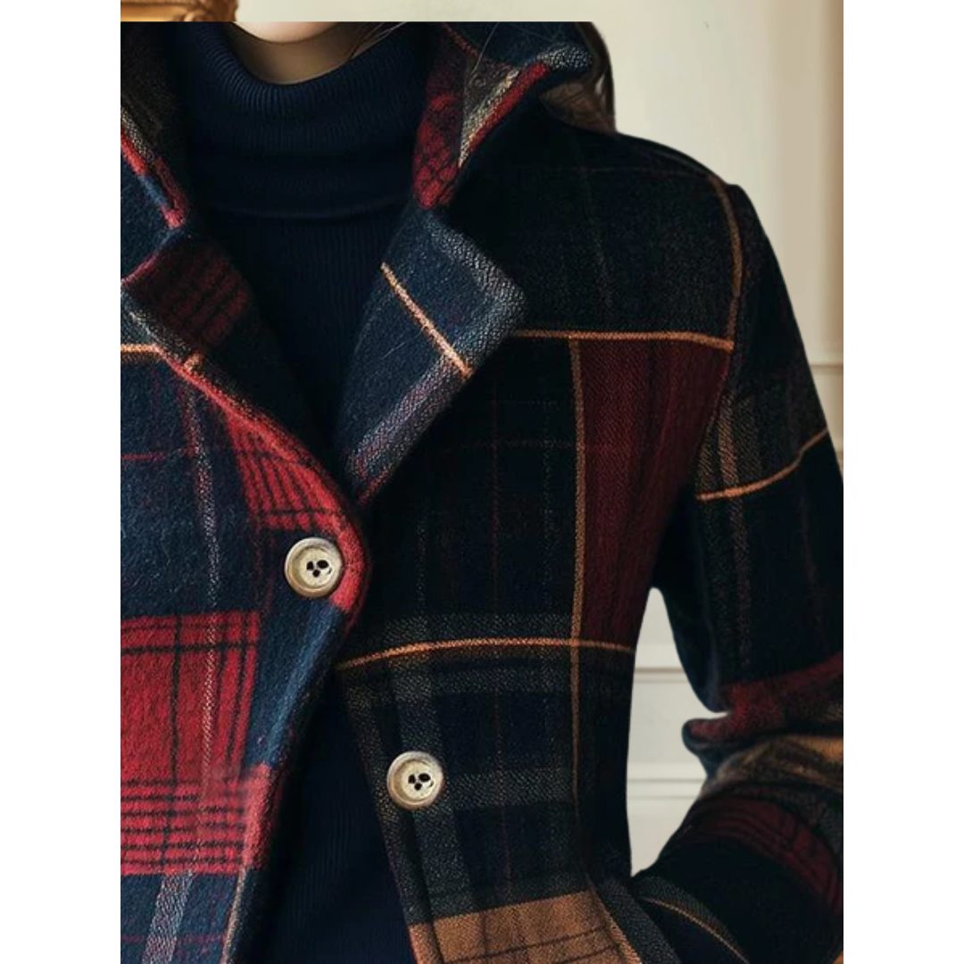 Frida | Plaid Wool Blazer with Lapel Collar for Women