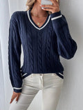 Frida | Cable Knit Sweater with V-Neck for Women