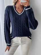 Frida | Cable Knit Sweater with V-Neck for Women