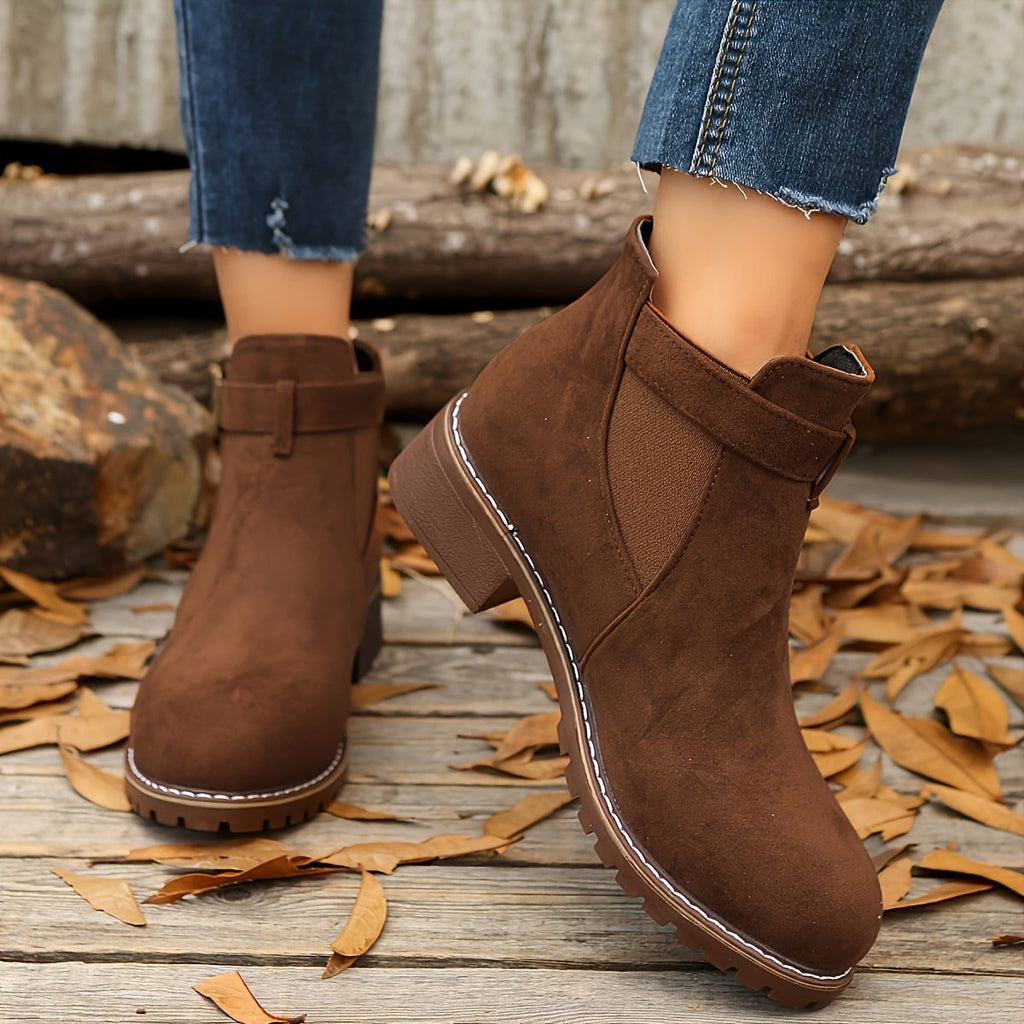 Gianna | Block Heel Chelsea Ankle Boots with Buckle Strap for Women