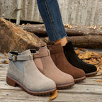 Gianna | Block Heel Chelsea Ankle Boots with Buckle Strap for Women