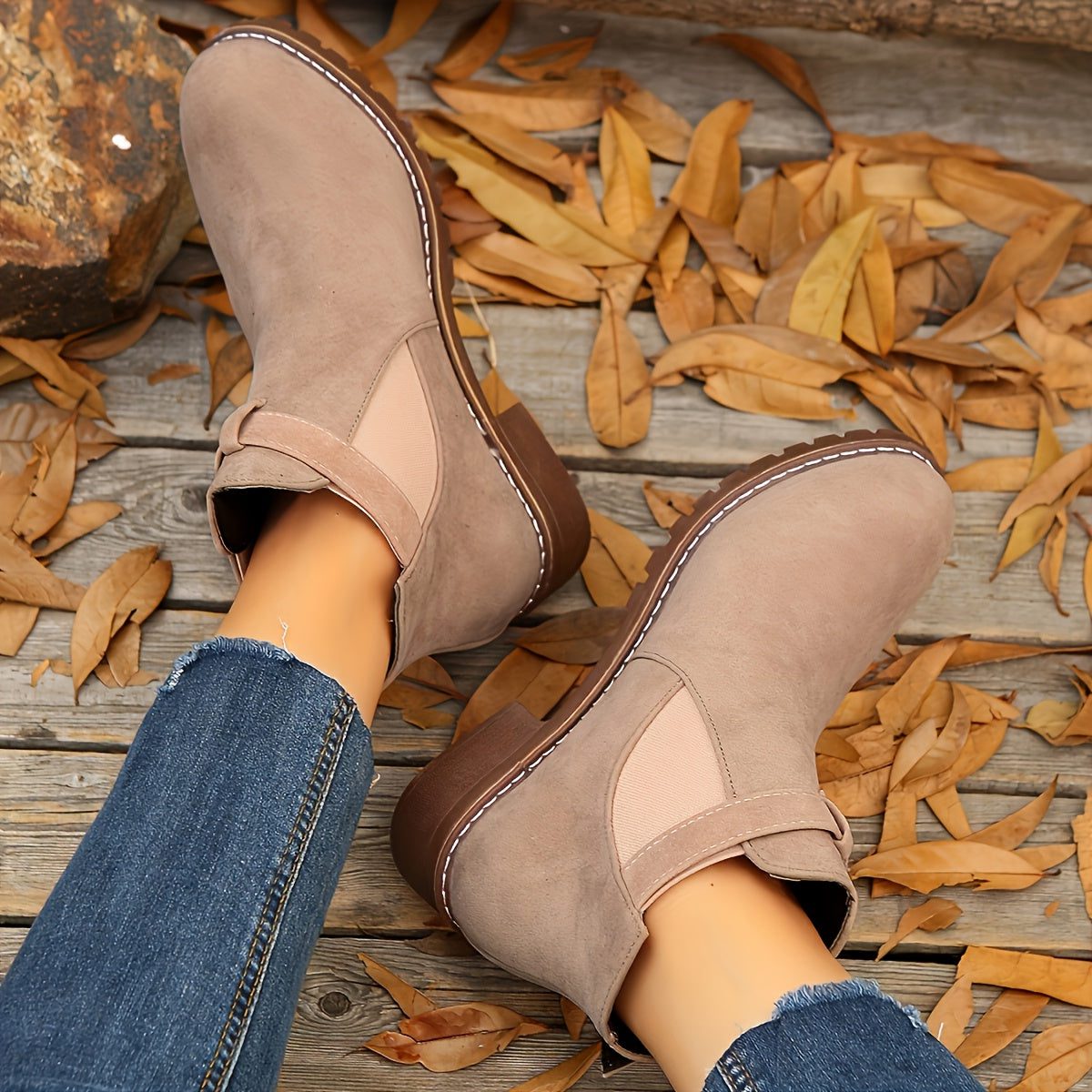 Gianna | Block Heel Chelsea Ankle Boots with Buckle Strap for Women