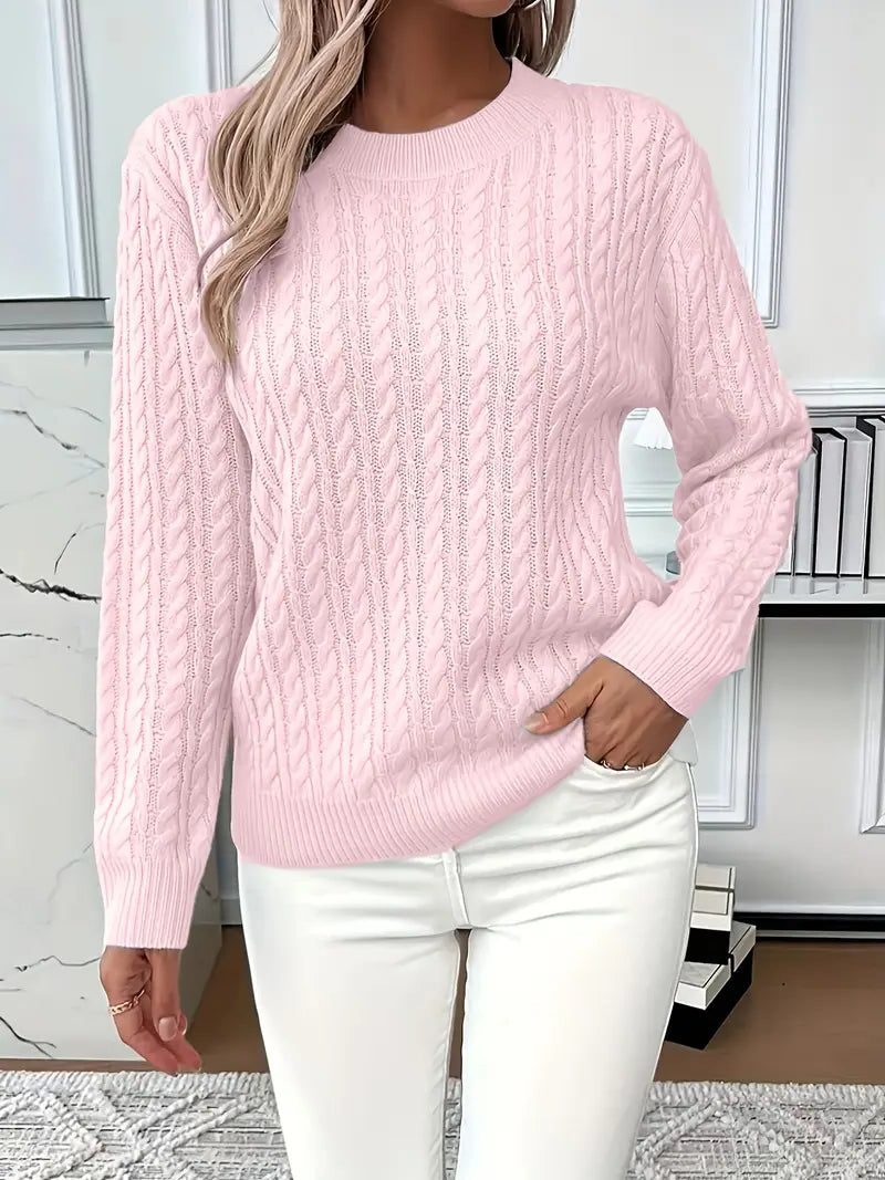 Guinevere | Cable Knit Sweater with Crew Neck for Women