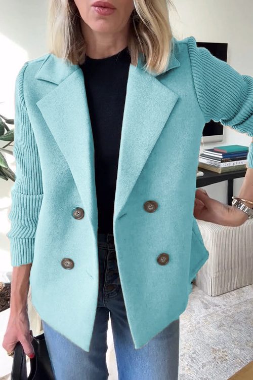 Gwyneira | Double-Breasted Blazer with Knit Sleeves for Women