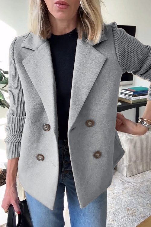 Gwyneira | Double-Breasted Blazer with Knit Sleeves for Women