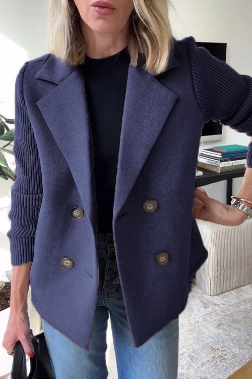 Gwyneira | Double-Breasted Blazer with Knit Sleeves for Women