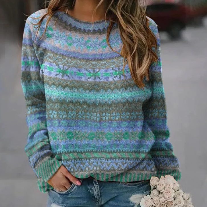 Hope | Fair Isle Oversized Sweater with Crew Neck for Women