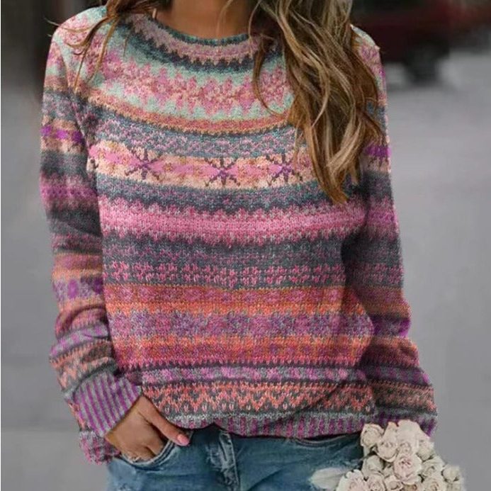 Hope | Fair Isle Oversized Sweater with Crew Neck for Women