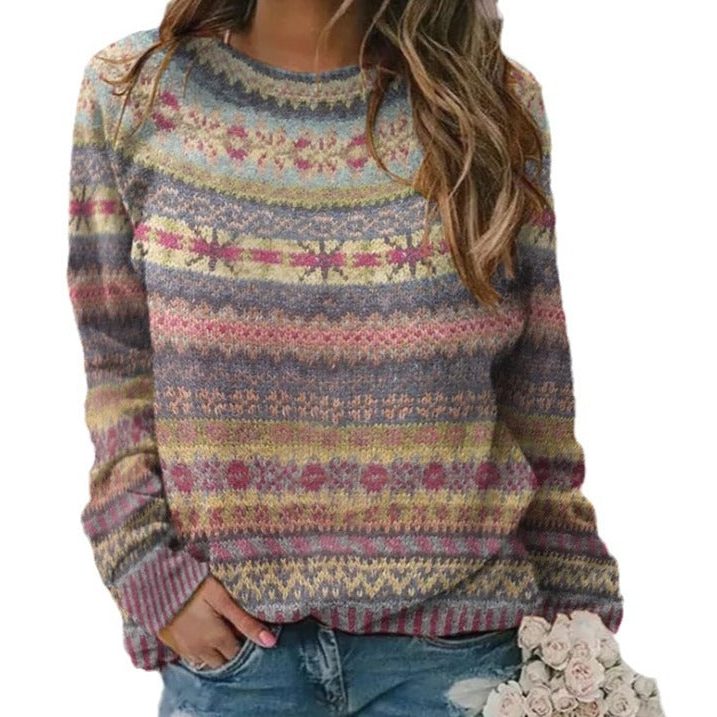 Hope | Fair Isle Oversized Sweater with Crew Neck for Women