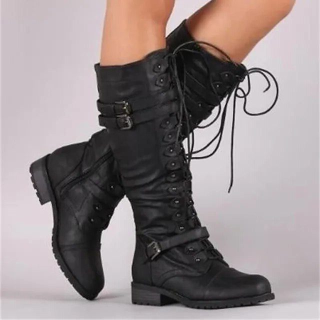 Huguette | Knee High Boots with Lace-Up for Women