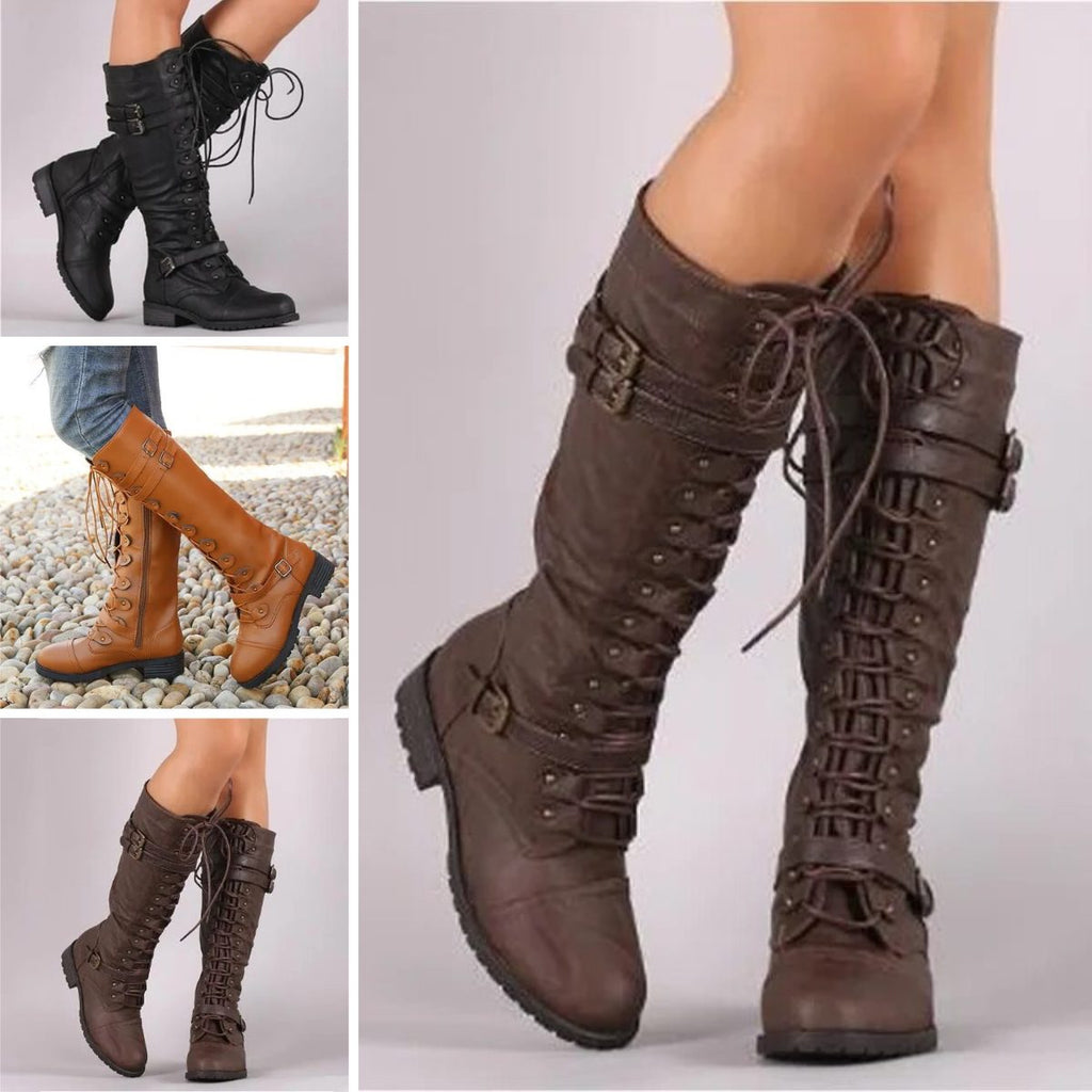 Huguette | Knee High Boots with Lace-Up for Women