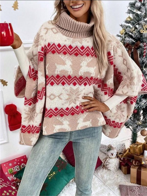 Ilaria | Oversized Reindeer Sweater with Turtleneck for Women