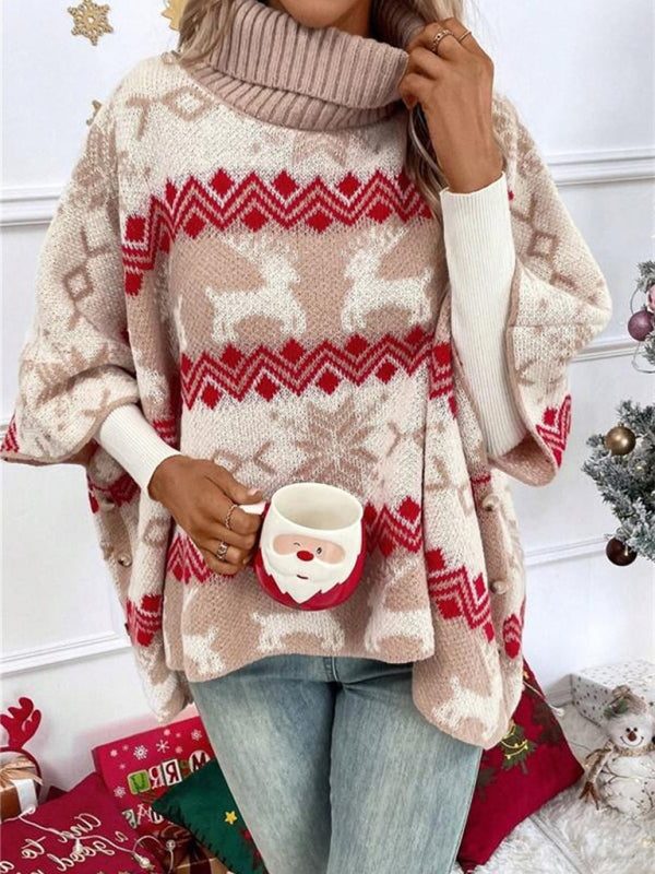 Ilaria | Oversized Reindeer Sweater with Turtleneck for Women