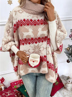 Ilaria | Oversized Reindeer Sweater with Turtleneck for Women