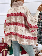 Ilaria | Oversized Reindeer Sweater with Turtleneck for Women