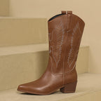 Imogene | Western Knee-High Cowboy Boots with Wing Embroidery for Women