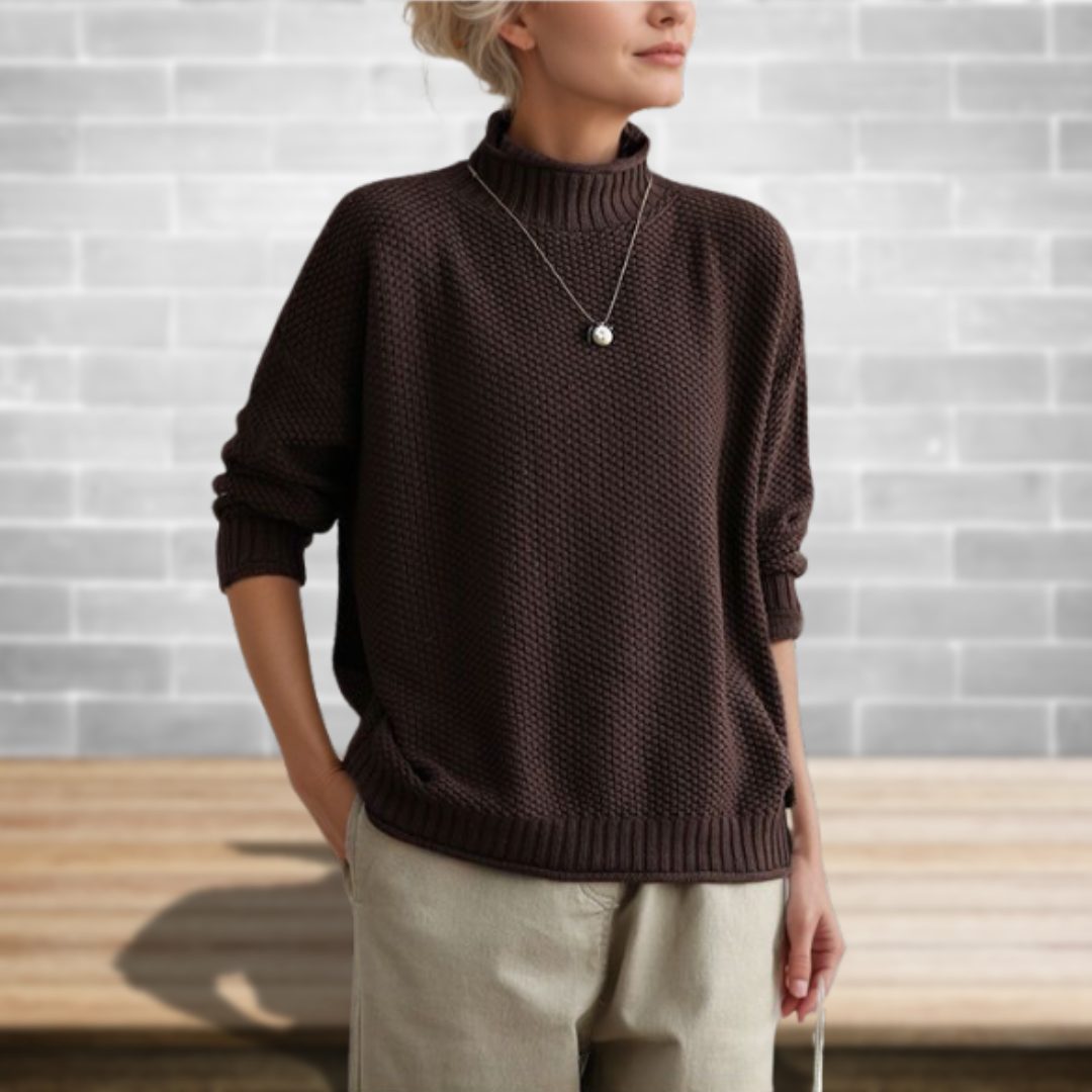 Iolanda | Textured Wool Crew Neck Sweater with Long Sleeves for Women